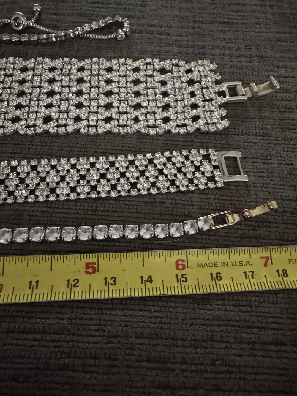 4-Piece Silver Rhinestone & Crystal Jewelry Bracelets 7”